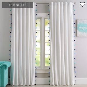 Pottery Barn Teen  2qty Tassel Blackout Curtain Panels Cool Blues 52”Wx84”T NWOT
